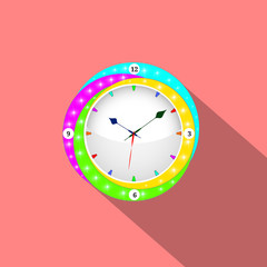 Clock flat icon. World time concept. Business background. Internet marketing. colorful clock
