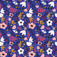 Fantasy flowers seamless pattern