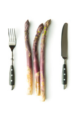 Fresh purple asparagus.