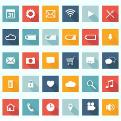 Thirty Flat Design Icons Set - Web, Mobile, App - vector EPS10