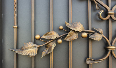 Forged flower decorative element gates Hammered gates.