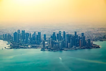 Fototapeten Aerial view of city Doha, capital of Qatar © Ivan Kurmyshov