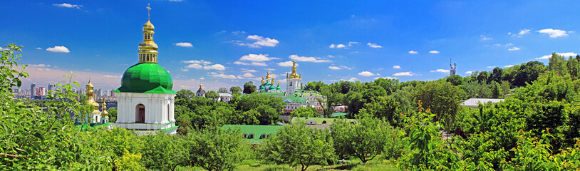 Fototapeta na wymiar On the territory of famous Pechersk Lavra Monastery in Kyiv, Ukraine