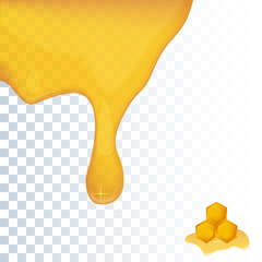 vector realistic flowing honey on a transparent background. a pyramid of honeycombs. illustration for design