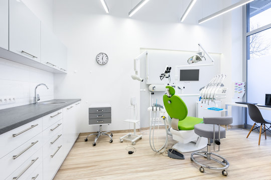 Clinic interior with dental unit