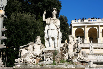 Piazza del Popolo (People's Square) named after the church of Santa Maria del Popolo in Rome, Italy