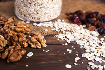 oats jar nuts mix and dry fruits