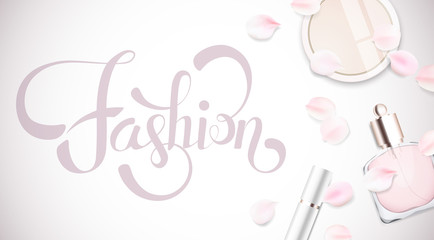Fashion accessories and cosmetics collection vector illustration