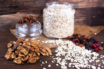 oats jar nuts mix and dry fruits