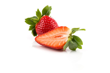 Red ripe strawberry fruits
