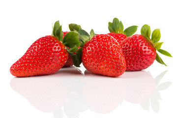 Red ripe strawberry fruits