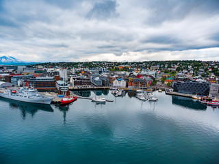 Fototapeta na wymiar View of a marina in Tromso, North Norway