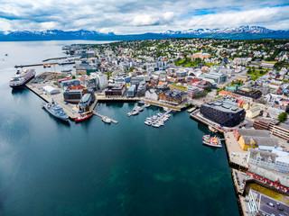 View of a marina in Tromso, North Norway