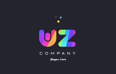 wz w z  colored rainbow creative colors alphabet letter logo icon
