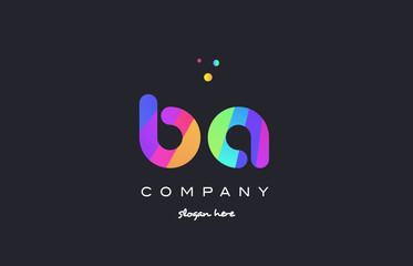 ba b a  colored rainbow creative colors alphabet letter logo icon