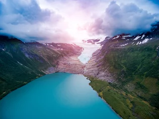 Selbstklebende Fototapete Gletscher Svartisen Glacier in Norway Aerial view.