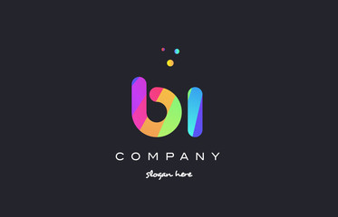 bi b i  colored rainbow creative colors alphabet letter logo icon