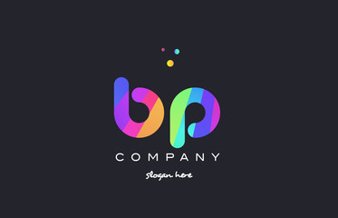bp b p  colored rainbow creative colors alphabet letter logo icon