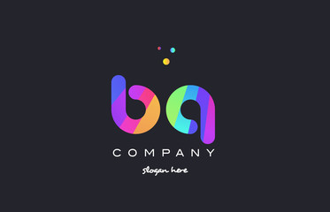 bq b q  colored rainbow creative colors alphabet letter logo icon