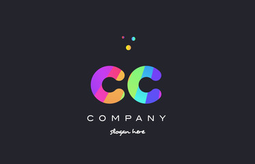 cc c c  colored rainbow creative colors alphabet letter logo icon