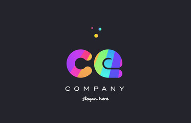 ce c e  colored rainbow creative colors alphabet letter logo icon