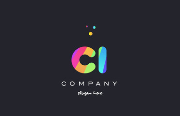 ci c i  colored rainbow creative colors alphabet letter logo icon