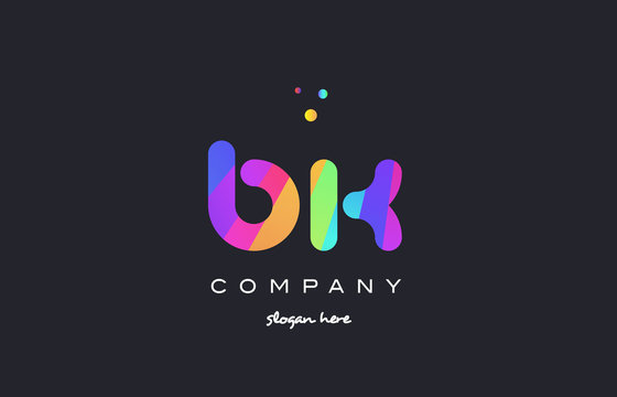 bk b k  colored rainbow creative colors alphabet letter logo icon