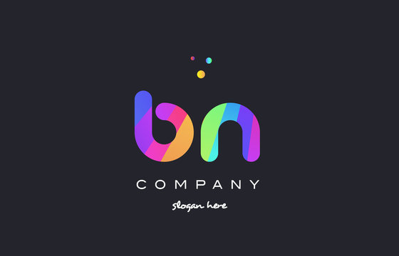 bn b n  colored rainbow creative colors alphabet letter logo icon