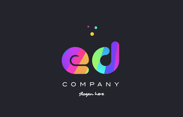 ed e d  colored rainbow creative colors alphabet letter logo icon