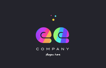 ee e e  colored rainbow creative colors alphabet letter logo icon