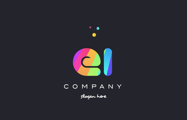ei e i  colored rainbow creative colors alphabet letter logo icon