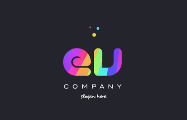 Obraz premium ev e v colored rainbow creative colors alphabet letter logo icon