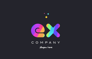 Fototapeta na wymiar ex e x colored rainbow creative colors alphabet letter logo icon
