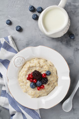Oatmeal with berries for breakfast