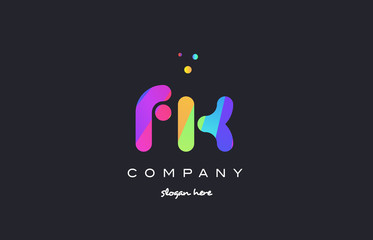 fk f k  colored rainbow creative colors alphabet letter logo icon