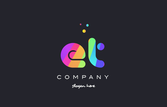 et e t  colored rainbow creative colors alphabet letter logo icon