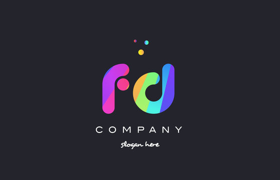 fd f d  colored rainbow creative colors alphabet letter logo icon