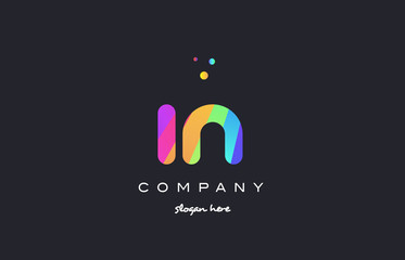 in i n  colored rainbow creative colors alphabet letter logo icon