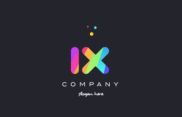 ix i x  colored rainbow creative colors alphabet letter logo icon