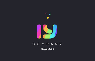 iy i y  colored rainbow creative colors alphabet letter logo icon