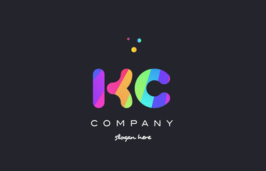 kc k c  colored rainbow creative colors alphabet letter logo icon