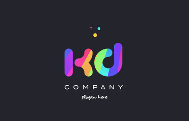 kd k d  colored rainbow creative colors alphabet letter logo icon