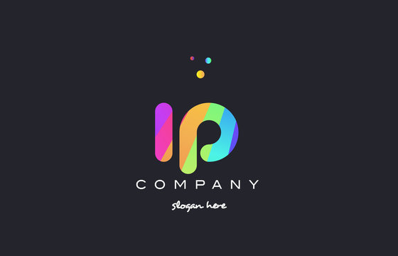 ip i p  colored rainbow creative colors alphabet letter logo icon