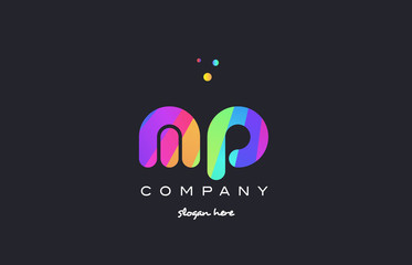 mp m p  colored rainbow creative colors alphabet letter logo icon
