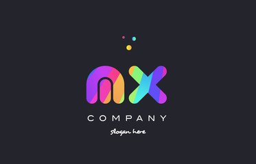 mx m x  colored rainbow creative colors alphabet letter logo icon
