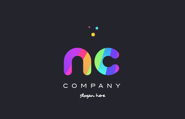 nc n c  colored rainbow creative colors alphabet letter logo icon