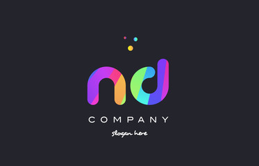 nd n d  colored rainbow creative colors alphabet letter logo icon