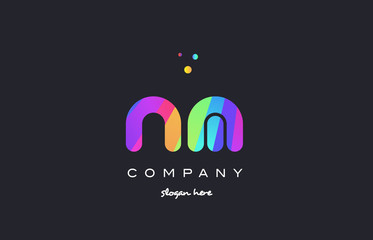 nm n m  colored rainbow creative colors alphabet letter logo icon