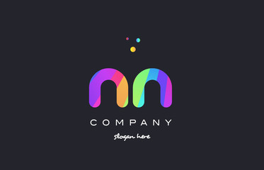 nn n  colored rainbow creative colors alphabet letter logo icon