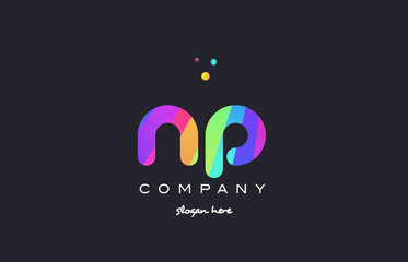 np n p  colored rainbow creative colors alphabet letter logo icon - obrazy, fototapety, plakaty